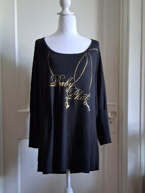 Baby Phat Black Long-Sleeve Top with Gold Script